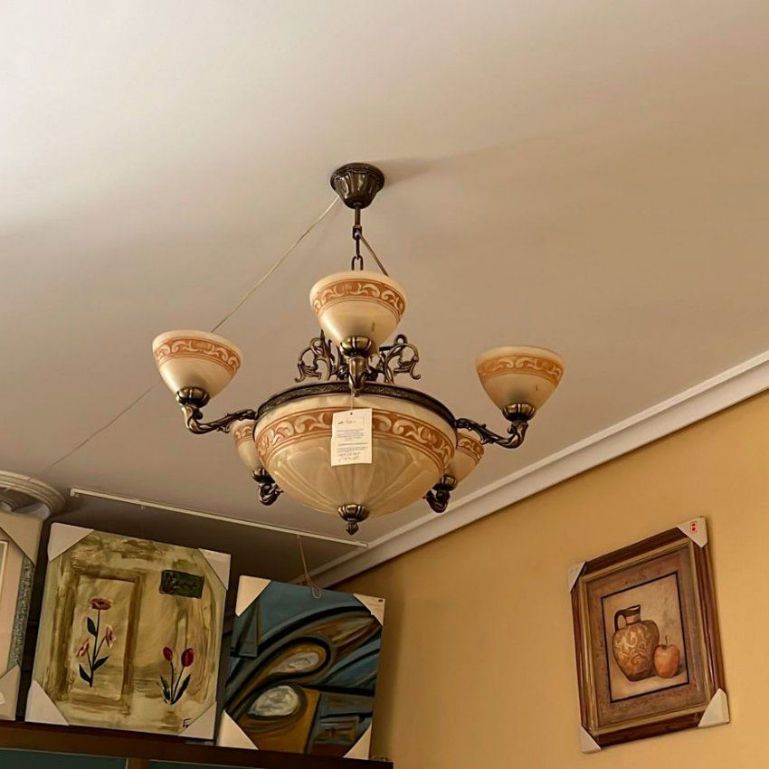 Lámpara de alabastro y bronce