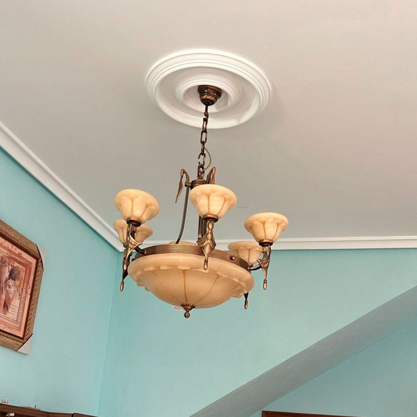 Lámpara de alabastro y bronce